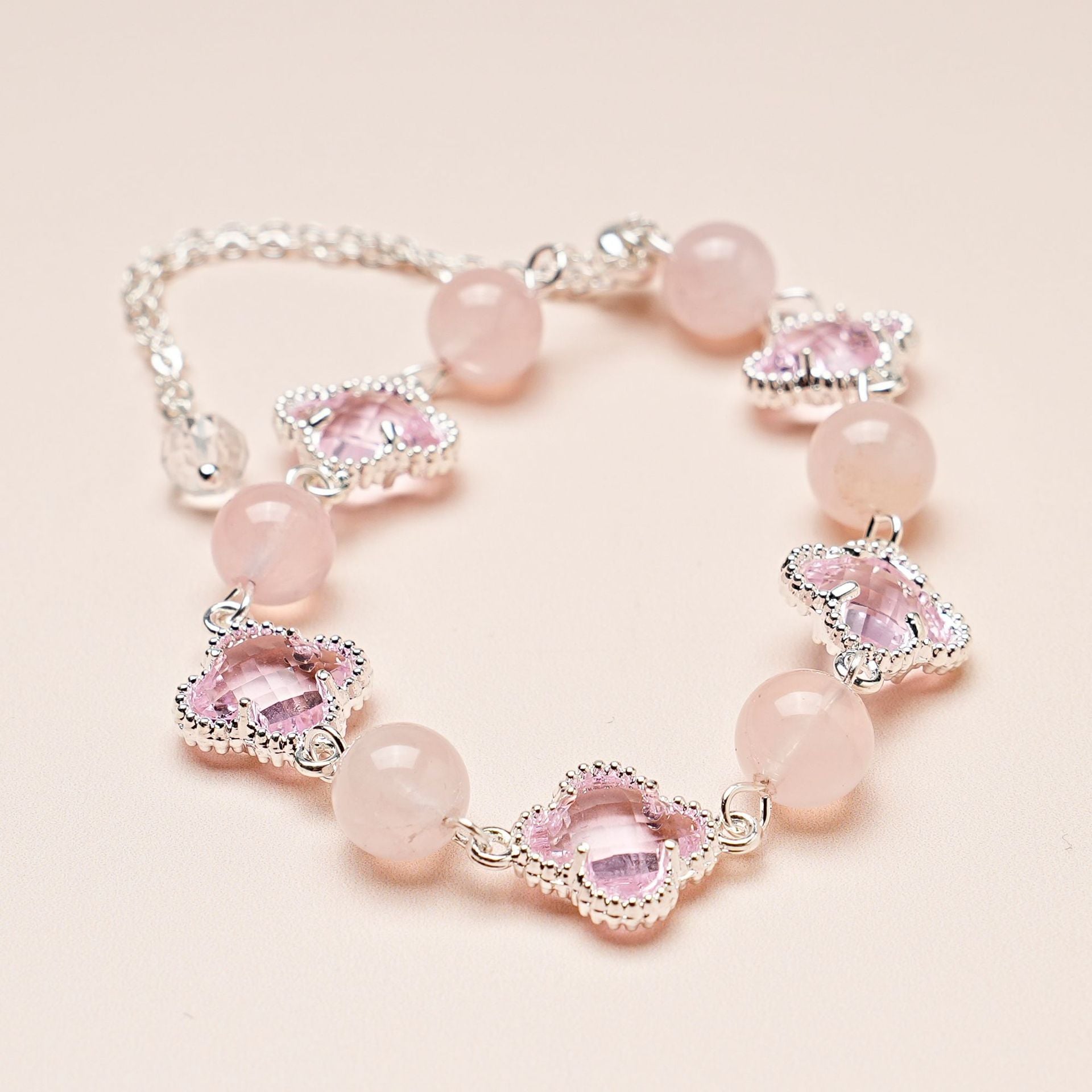 Natural Crystal bracelet///Crystal four-folio niche design crystal bracelet fashion bracelet wholesale