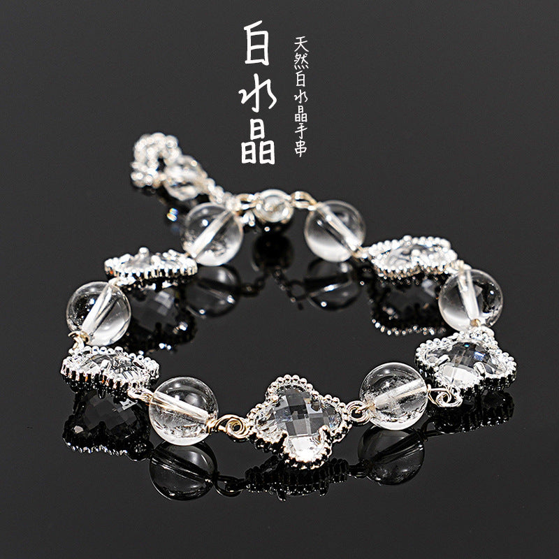 Natural Crystal bracelet///Crystal four-folio niche design crystal bracelet fashion bracelet wholesale