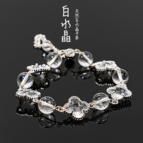 Natural Crystal bracelet///Crystal four-folio niche design crystal bracelet fashion bracelet wholesale